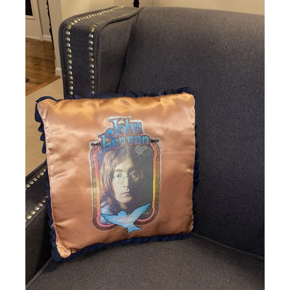 John Lennon Give Peace a Chance Custom Vintage Pillow Heat Transfer Glitter 14